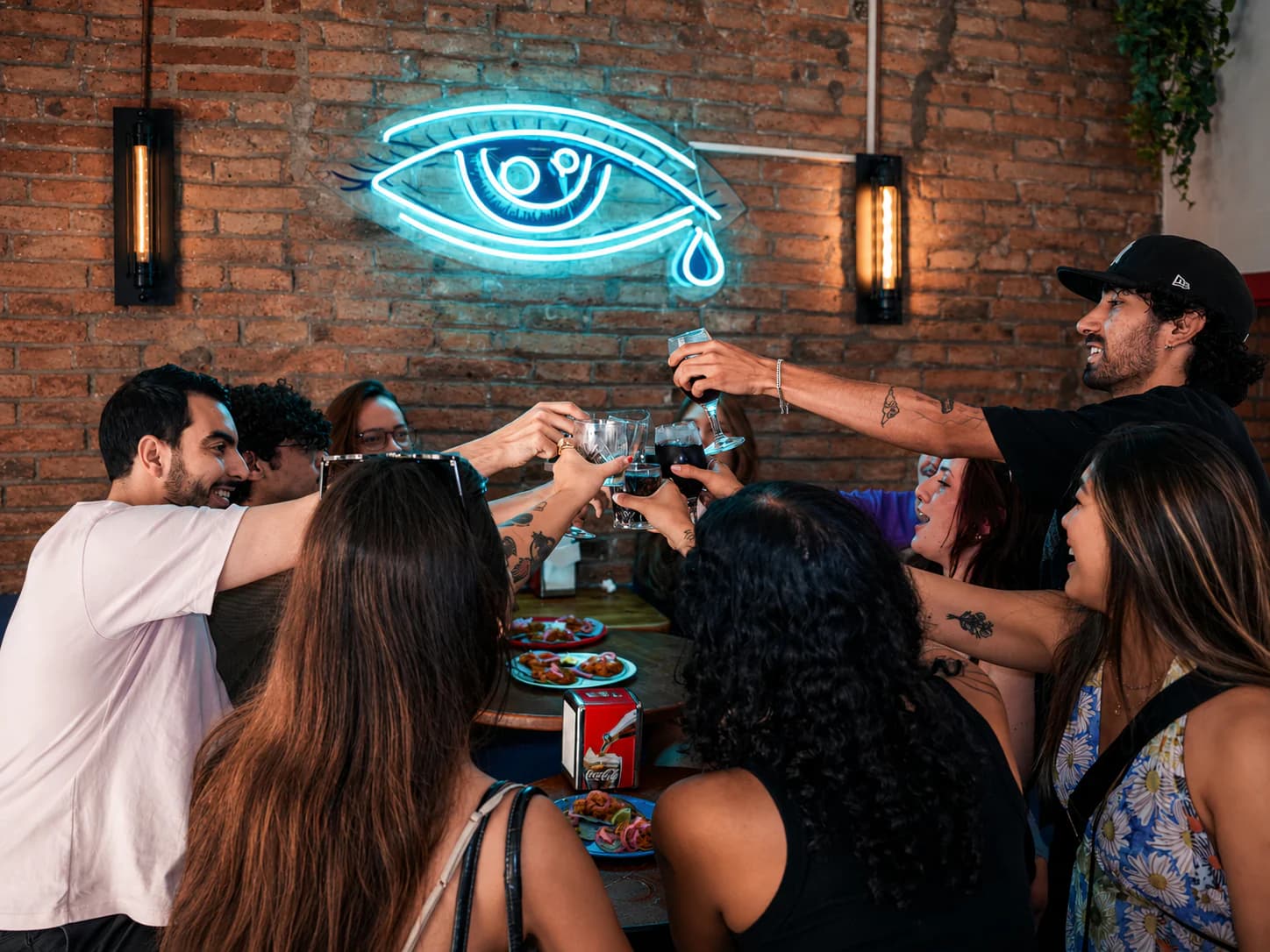 Guests connecting over dinner